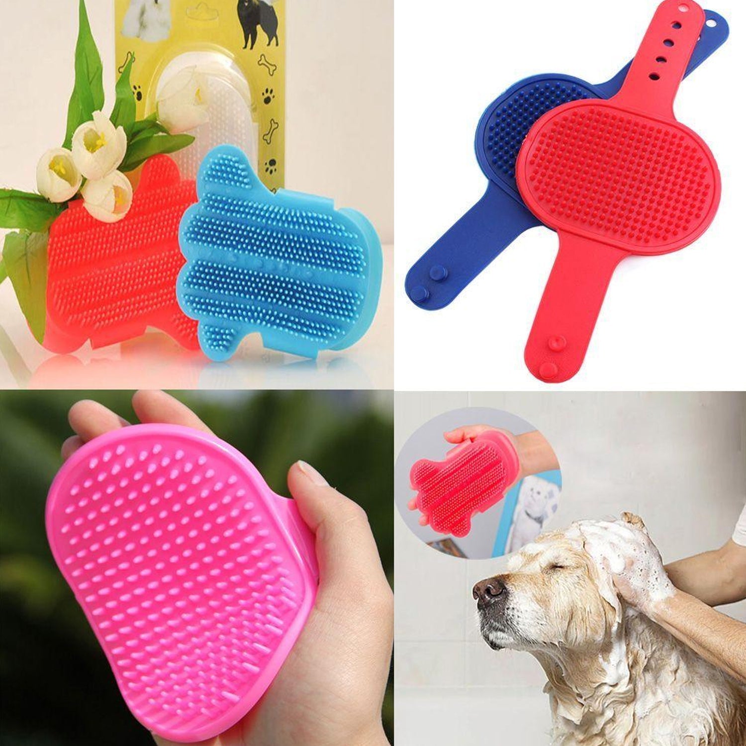 4148 Dog Bath Brush Dog Grooming Brush, Pet Shampoo Bath Brush Soothing Massage Rubber Comb with Adjustable Ring Handle for Long Short Haired Dogs (1 Pc) 4148 Dog Bath Brush Dog Grooming Brush, Pet Shampoo Bath Brush Soothing Massage Rubber Comb with Adjustable Ring Handle for Long Short Haired Dogs (1 Pc)